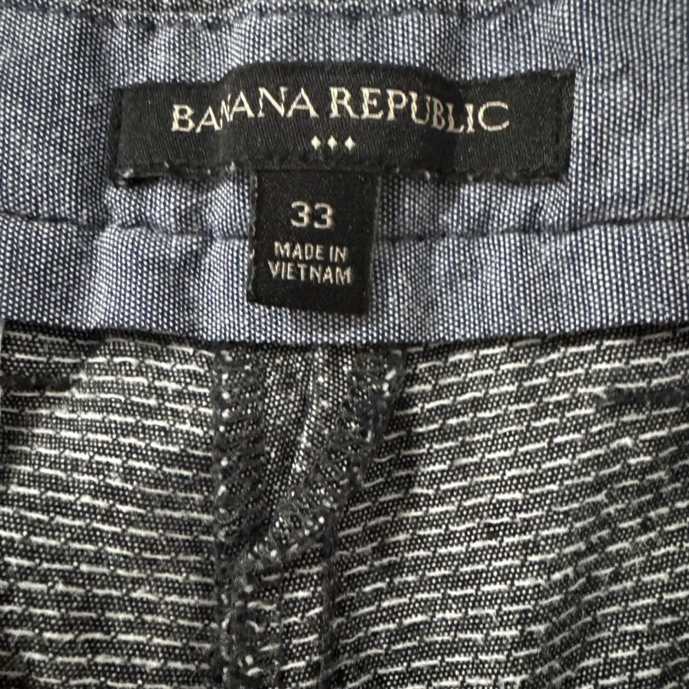 Banana Republic‎ Aiden Slim Fit Shorts Mens 33 Grey Micro Dot Cotton Flat Front
